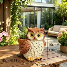 Rustic Textured Owl Statue Planter, Vintage Resin Flower Container For Indoor Desk Balcony Green Plant Decor, Unique Housewarming Gift - A3881 Owl - View 5