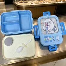 SANRIO 三麗鷗可愛分格便當盒/午餐盒,可微波,適合戶外使用,密封防漏且防交叉污染,便攜卡通風格附湯匙 - 彩色 - 查看 9