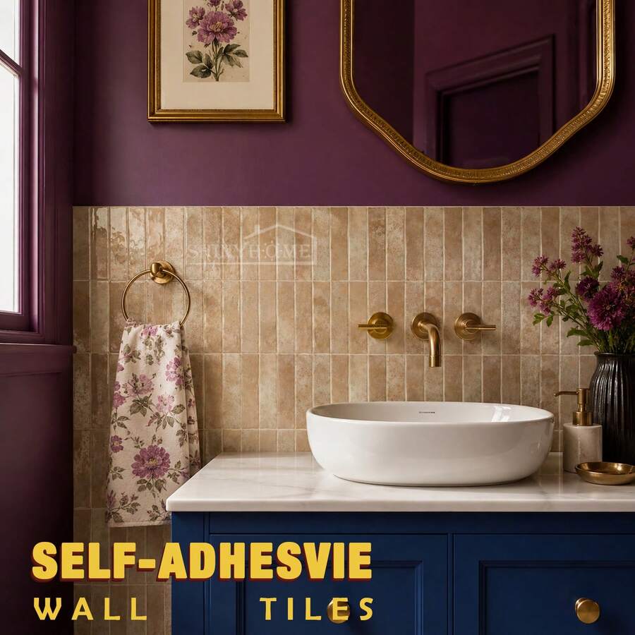 shiny home 1/10/30pcs 3D Self-Adhesive Tiles, Self-Adhesive Wall Panels Suitable For Kitchen Backsplash And Bathroom, Waterproof Easy To Clean DIY Decoration - Beige - View 1