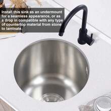 Round Kitchen Sink Mini Round Kitchen Sink Stainless Steel Bar Round Basin with Drain Pipe Fixture 30cm Diameter Round Bar Sink - B - Ver 4