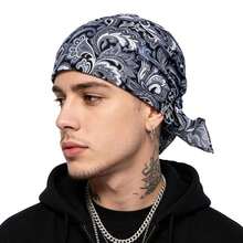 1 pieza Gorro de pañuelo triangular para hombre, gorro pirata, envoltura para la cabeza de algodón estampado, gorra fácil de poner - Multicolor - Ver 14