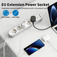Schuko 6孔插座延長線 16A 250V 1.5m 耐用型電源接線板 - 查看 5