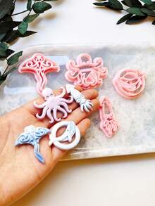 Octopus Squid Whale Flatfish Polymer Clay Cutter Set, Ocean Animals Clay Mold For DIY Earrings, Jewelry Making & Handmade Crafts - Marine Animals - View 3