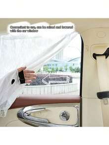 1pc Lace Car Sunshade Curtain For Front And Rear Windows, Sun Protection And Heat Insulation, Hanging Side Window Curtain, Double Layer Car Sunshade - One Size Fits All - View 4
