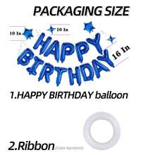 kumozawa 13pcs/Set 16 Inch Rainbow Color "Happy Birthday" Party Balloon (Straws Not Included) - Blue - View 14