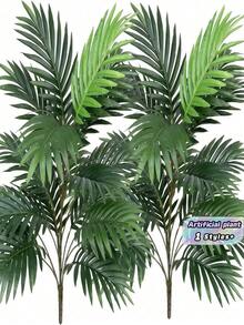 Planta artificial grande de 120 cm, palmera simulada, hojas de palma tropical, planta de palma artificial, árbol alto, hojas de mango de plástico con tacto realista para interiores, adecuado para decoración del hogar, cocina, exterior, oficina (maceta no incluida) - Verde - Ver 2
