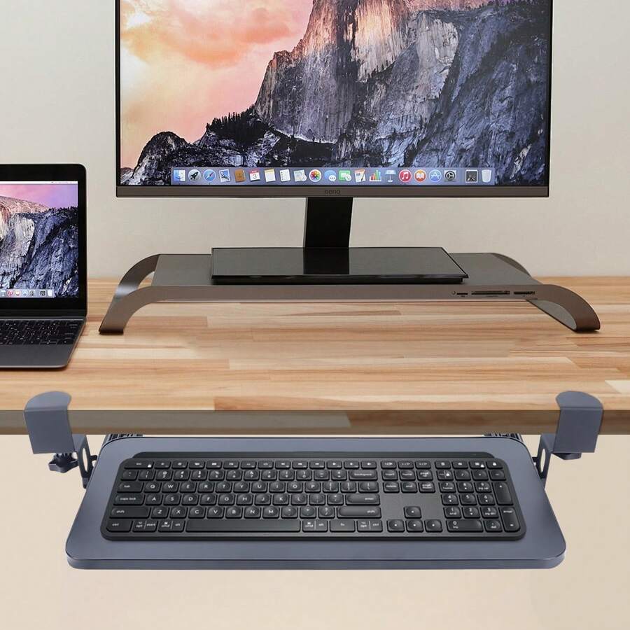 kangten Clamp-On Computer Keyboard Tray, Under Desk Mount Slider Tray For Keyboard, Computer Keyboard Holder - View 1