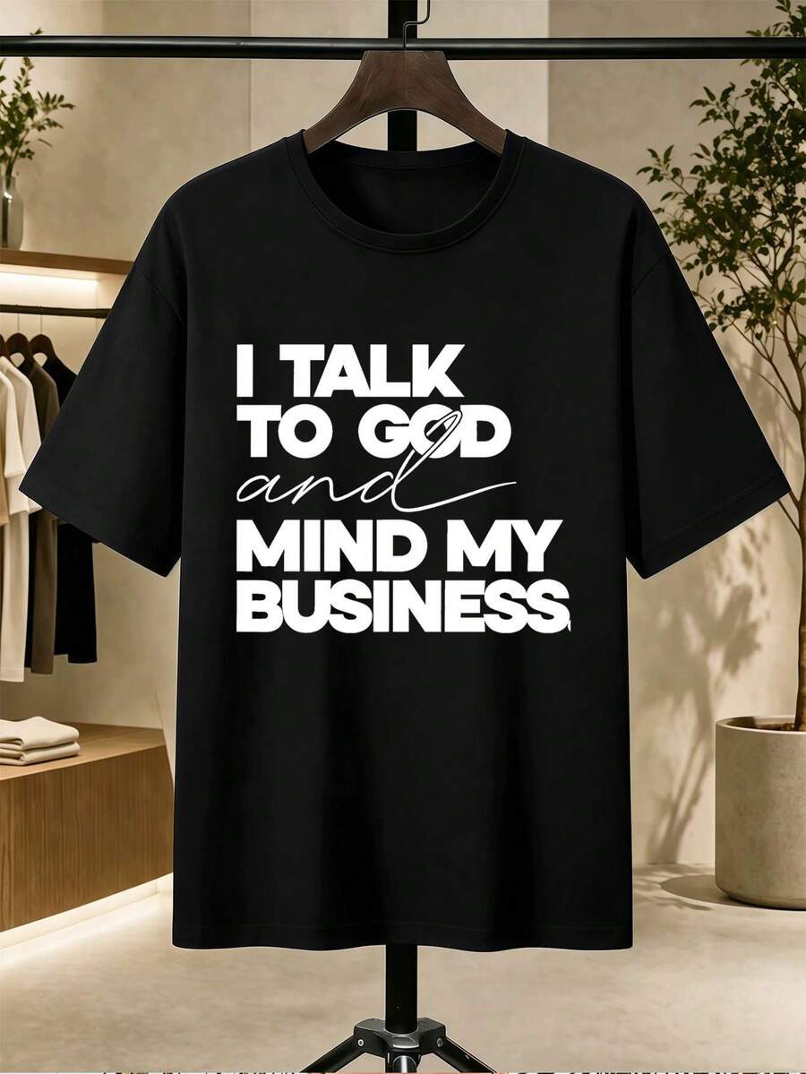 Men Plus Size T-Shirts - Black - View 1