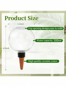 1pc 500ml Plant Watering Ball, Automatic Watering Ball, Automatic Slow Release Plant Watering System, Plastic Water Ball Top Fill, No Electricity Required, Suitable For Succulents And Fresh Flowers, Indoor And Outdoor Gardening Tool - Multiple Styles - View 6