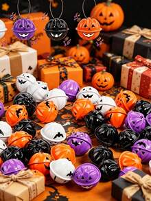 6pcs/1pc Colorful Halloween Pumpkin Decorative Bells, Suitable For Halloween Party Home Decor, Horror Theme Party Decoration, Halloween Trick Or Treat Prizes, Haunted House Decoration, Vintage Style Party Favors - One Size Fits All - View 2