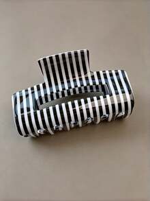 1pc Macaron Striped Square Hair Claw Clip, Women's Glossy Hair Claw, Suitable For Half-Up And Updo Hairstyles Summer Hair Accessories Vacay Hair Clips - Multicolor - View 5