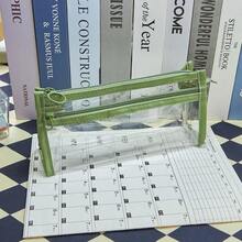 1個學生透明PVC筆袋，考試專用大容量極簡高美感文具盒，透明雙層筆袋考試用大容量極簡文具袋高美感化妝盥洗收納袋 - 彩色 - 查看 3