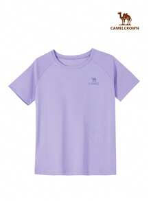 CAMEL CROWN 女款快乾短袖圓領T恤，夏季戶外網眼透氣吸汗登山健行運動上衣 - 粉紅紫 - 查看 7