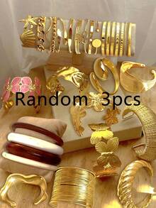 20/15/10/3 件套，粗链、复古、优雅几何水滴、花朵、蝴蝶纹理丝带、链条、链、树脂压纹心形链、扭珠、光滑素面手镯，多元素时尚简约优雅精致复古设计首饰套装，适合节日、派对、约会、送礼、日常佩戴 - 金黃色 - 查看 8