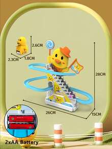 1pc Children's Duck Climbing Stairs Music Light-Up Toy, Electric Track Slide, Baby Educational Toy, Children's Festival Gift - 668-40 Cartoon Climbing Stairs - View 12