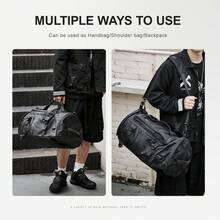 桶狀可擴展身體包，可存放籃球與換洗衣物，內建透明防水袋可收納盥洗用品，側袋可安全存放雨傘，前隔層可安全放置14吋筆電與平板電腦。耐用防水面料配備多條可調式肩帶，適合通勤、短途旅行、運動、健身及戶外活動，兼具實用性與極簡質感 - 彩色 - 查看 8