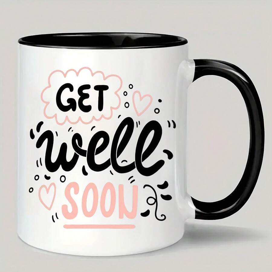 [Envío en 24 horas a nivel local en México]Elegante taza de cerámica "Te recuperarás pronto"| Taza novedosa estampada, apta para lavavajillas, lavar a mano únicamente, reutilizable para uso multiusos - 2 - Ver 1