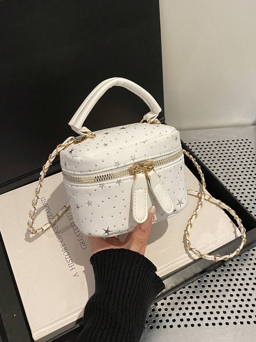 Tas Rantai Mini Ringan, Tas Tangan Berbahan Quilted, Tas Ember, Cocok untuk Gadis Muda, Mahasiswi, dan Pekerja Kantoran
