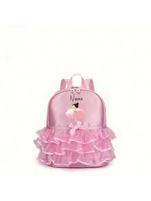 Personalized Custom Back To School Mini Casual Backpack, Simple And Exquisite Design, Versatile And Practical. Solid Color Design Accented With Bows And Lace Trim, Decorated With Ballet Style Patterns. Perfect For Daily Use, Outings, Shopping And School. Also A Great Birthday Or Back To School Gift. - Multicolor - View 22