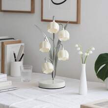 Tiworld 1pc USB Powered Decorative Table Lamp, With White Marble Base, 5V Solid Color Warm Light LED Light Source, Suitable For Sleep Light, Table Lamp, Living Room Light, Bedside Lamp, Bedroom Light, Home Decor Light - White - View 5