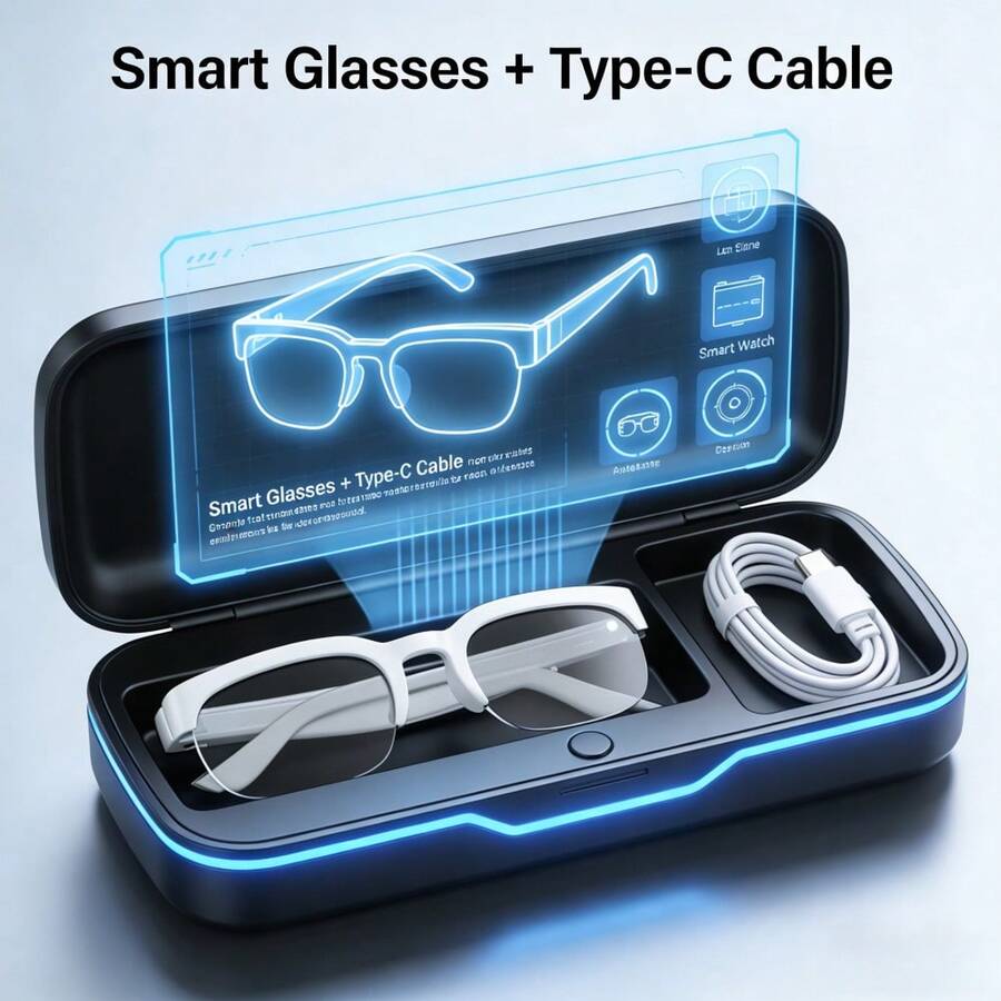 Smart Bluetooth Glasses Anti-Shake Outdoor Sports Wearable Multifunctional Wireless Audio With Intlligent Voice Assistant - 黑色的 - 查看 1