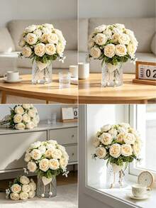 1PC Artificial Simulation Peony Bouquet, With Realistic Texture, Suitable For Vase, Home, Hotel Room, Wedding Decoration, Table Decoration, Birthday Gift, Autumn Decoration And Other Occasions. It Can Also Be Used As A Home Gift - White - View 7