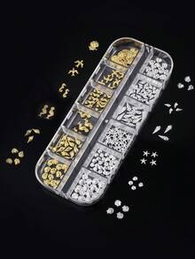 12格海洋生物美甲裝飾套組，金銀合金海馬、水母、海鳥、海星、貝殼美甲鉚釘，夏季沙灘美甲裝飾，適用於DIY壓克力凝膠美甲與手工穿戴式美甲，美甲沙龍美甲藝術用品配件美甲飾品 - 彩色 - 查看 7