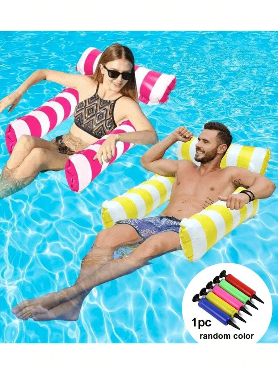 1pc Inflatable Floating Lounge Chair Dual-Use Hammock With Backrest, Free Pump, Foldable Inflatable Pool Chair For Summer, Suitable For Spa, Pool, Beach Party Supplies, Vacation Multi-Functional Pool Party Summer Outdoor Water Entertainment Floating Chair, Portable Floating Bed, Suitable For Travel, Suitable As Summer Birthday Gift, Party Gift, Student Gift