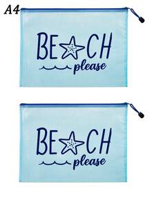 防水時尚海灘包，印有「Beach Please」海星圖案，大容量透明化妝包配尼龍拉鍊 - 輕量、春/夏防曬收納，適合游泳、海灘、潛水和夏季度假，學生返校，適合朋友、家人、閨蜜、同學。生日、節日、派對、婚禮（伴娘）、教師節、郵輪必備、畢業、暑假、返校、開學的理想禮物和紀念品 - 彩色 - 查看 18