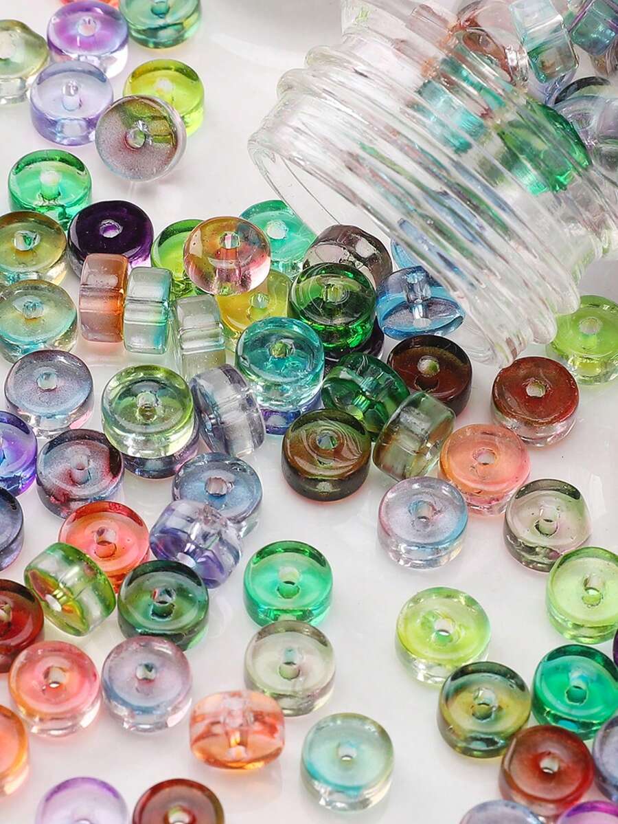 beadia 30-60g Perles d'espacement en verre transparent bicolore de 6mm, perles d'espacement de diverses couleurs pour la fabrication de bijoux DIY bracelets colliers boucles d'oreilles
