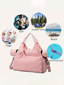 1pc New Large-Capacity Travel Bag/Yoga/Sports Bag With Wet And Dry Separation, Women's Sports And Fitness Training Bag, With Shoe Compartment, Short Trip Travel Luggage Bag, Large Capacity Travel Bag, Lightweight Travel Storage Bag. - Multicolor - View 5