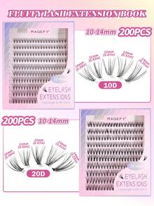 MAANGE 400/900片簇狀自然假睫毛，10D/20D/30D/40D/60D，自然蓬鬆，DIY單根假睫毛，10-14mm混長，纖細仿貂毛3D個人假睫毛，日常旅行化妝工具，接睫毛套組，女性禮物 - CC - 查看 8