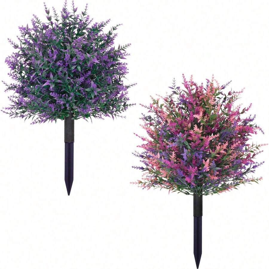 1 Buket Lavender Ungu dengan Set Batang Penyangga - Lavender, Daisy, dan Bunga Eucalyptus Buatan yang Realistis, Tahan Sinar UV, Cocok untuk Dekorasi Luar Ruangan Musim Semi/Panas, Teras, Patio, Balkon, Dekorasi Taman, Dekorasi Musim Gugur - MultiWarna - View 1