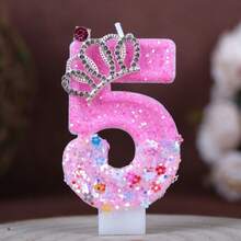 1PC 0-9 Number Birthday Candle Plum Blossom Rhinestone Crown Accessory Creative Handmade Birthday Candle Atmosphere Theme Party Birthday Party Cake Decoration Birthday Number Candle - View 16