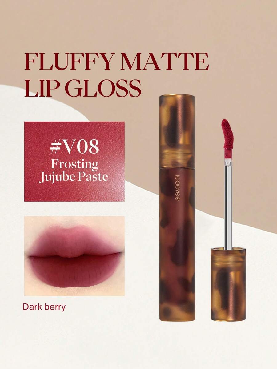 JOOCYEE 哑光丝绒唇彩,#V08 蜜桃霜色,丝绒奶油质地,持久唇彩 - V08 Frosted Jujube Paste - 查看 1