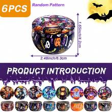 HIZTGHC 6pcs Halloween Spooky Metal Tin Boxes With Lids, Pumpkin Skull Witch Pattern Decorative Storage Containers, Suitable For Candy, Cookies, Halloween Trick Or Treat, Party Gifts And Home Decor - 6Pcs - View 10