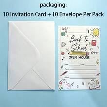 Back-To-School Themed Invitation Cards, Cute Notebook-Style Open Day Invitations Suitable For Teachers And Students, Classroom Event Party Supplies. - View 10