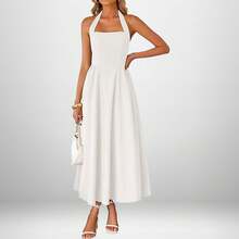 Timeless Draped Maxi Dress - Refined Silhouette & Flowy Texture - 29325-白色 - 查看 1