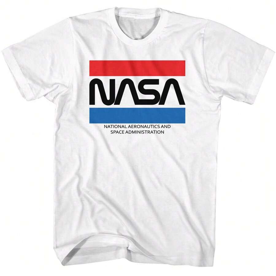 Camiseta para Hombre con el Logotipo de Rayas de la Administración Nacional de Aeronáutica y Espacio () | - Blanco - Ver 1