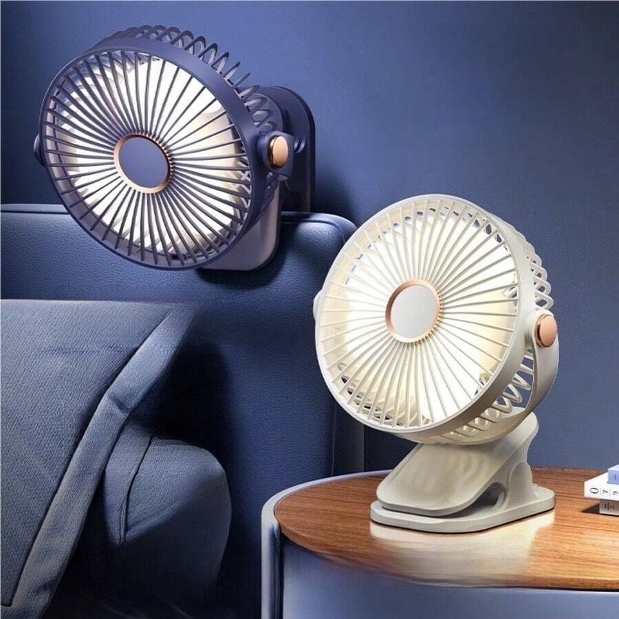 Rechargeable Desktop Portable Wireless Fan With LED Light And Clip, Home Use Electric Fan, 800mAh - Clip-on - View 1
