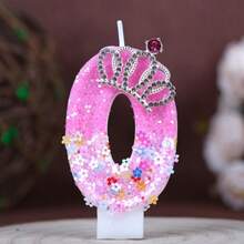1PC 0-9 Number Birthday Candle Plum Blossom Rhinestone Crown Accessory Creative Handmade Birthday Candle Atmosphere Theme Party Birthday Party Cake Decoration Birthday Number Candle - View 19