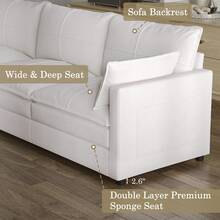 U Shaped Couch, Modern Modular Convertible Sectional, L Shaped Sofa With Removable Washable Covers, Deep Seat Cloud Couch With 300 LBS Per Seat Capacity For Living Room, Bedroom - White - View 3