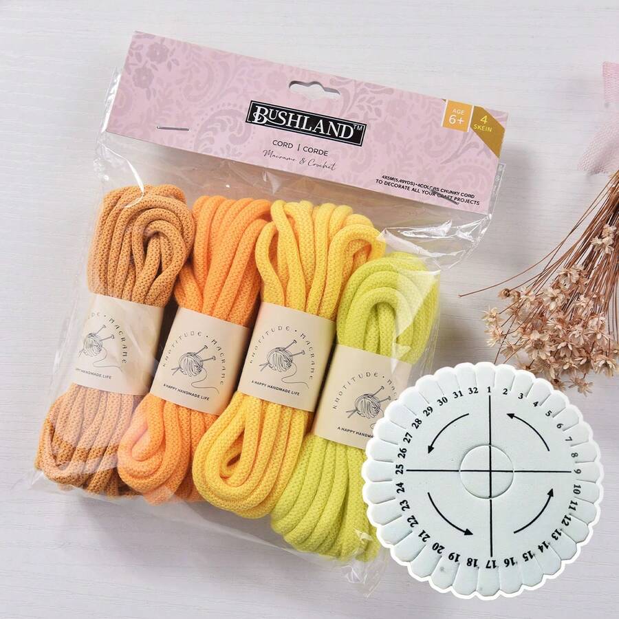 4mm/20m (4-In-1) Colored Thread, Blended Thread, Multi-Color Yarn Suitable For Crochet And Knitting, Fluffy And Soft, Suitable For Various Crochet Handicrafts. Cloud Shaped Clusters Of Multicolored Rainbow Threads, Suitable For Knitting And Crochet. - Multicolor - View 1