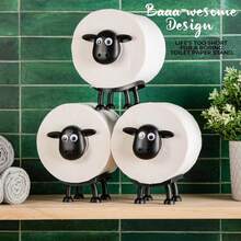 1pc Sheep Shaped Toilet Paper Holder Freestanding Bathroom Set 3D Printed Black Sheep Tissue Roll Rack Creative Storage Cute Decor Funny Animal Design Bathroom Accessories Whimsical Home Organization Solution Perfect Gift Idea - Black - View 3