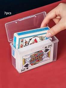10 piezas/8 piezas/5 piezas/4 piezas/3 piezas/1 pieza Caja portátil de almacenamiento de naipes, contenedor de tarjetas, organizador de joyas y artículos pequeños, soporte para naipes, tarjetas de identificación, tarjetas de presentación - transparente - Ver 13
