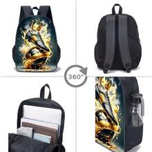 3 PiecesFootball Pattern Casual Backpack Set, 15 Inch, Lightweight Outdoor Casual Backpack, Includes School Bag, Crossbody Bag And Pencil Case - 足球背包 - 查看 11