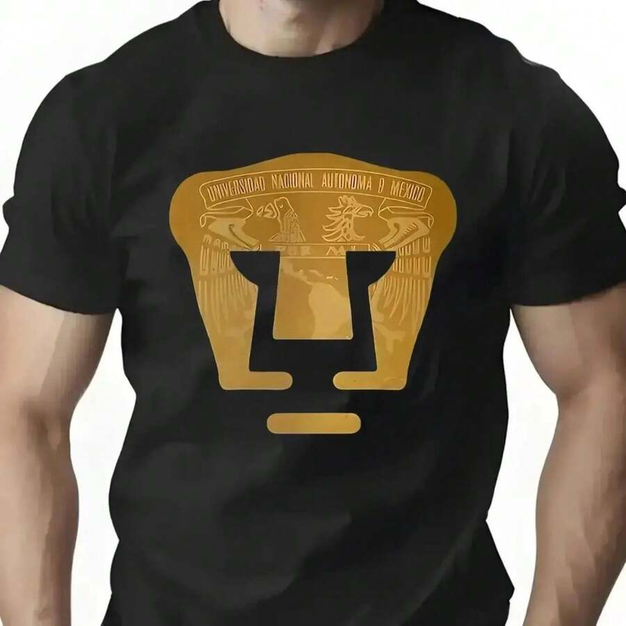 S-1XL Unisex Long-Sleeved Pumas UNAM University Print Short-Sleeved Crew Neck Loose-Fitting Casual Sporty Shirt, Ideal For Everyday Wear And Informal Outings. OSYA - 黑色 - 查看 1