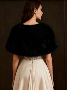 1pc Animal Bohemian Faux Fur Autumn/Winter Women's - Black - View 4
