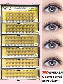 60 Clusters DIY Eyelash Extensions 10D Natural Lashes Volume Individual Eyelashes Extensions Lash Clusters DIY At Home Eyelash Clusters Fake Lashes Makeup Tools - C - View 3