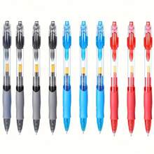15pcs 0.5mm Retractable Ballpoint Pen Set - Black/Red/Blue Ink, Writing Tools, Office Supplies, Gift, Includes 15 Pens, Back To School - Round - View 1